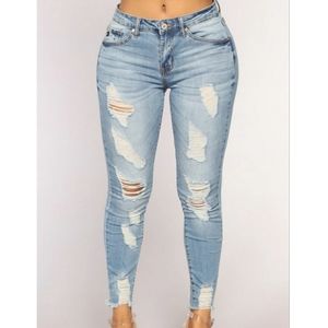 Fashion Nova Skinny destroyed Jeans - Vintage Blue Wash
